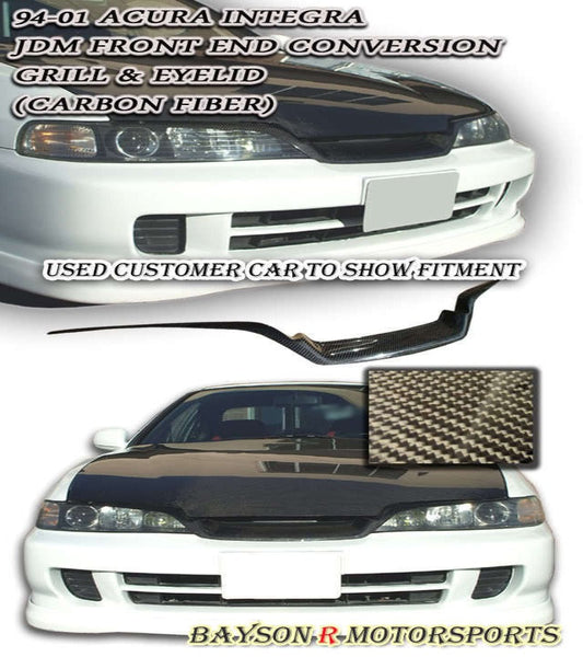 JDM Front Grille With eyelids (Carbon Fiber) For 1994-2001 Acura Integra - Bayson R Motorsports