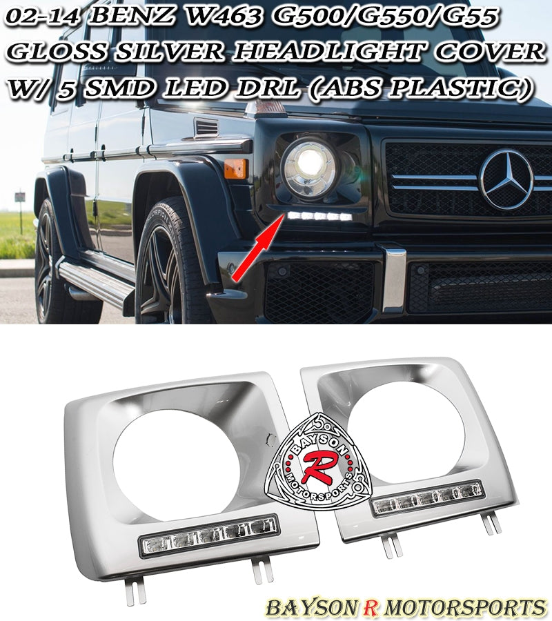 G63 Style Headlight Covers (Silver) For 2002-2018 Mercedes-Benz G-Class (W463) - Bayson R Motorsports