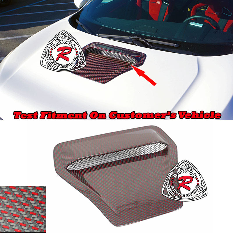Raise Style Hood Scoop (Red Carbon Fiber) For 2017-2021 Honda Civic Type-R - Bayson R Motorsports