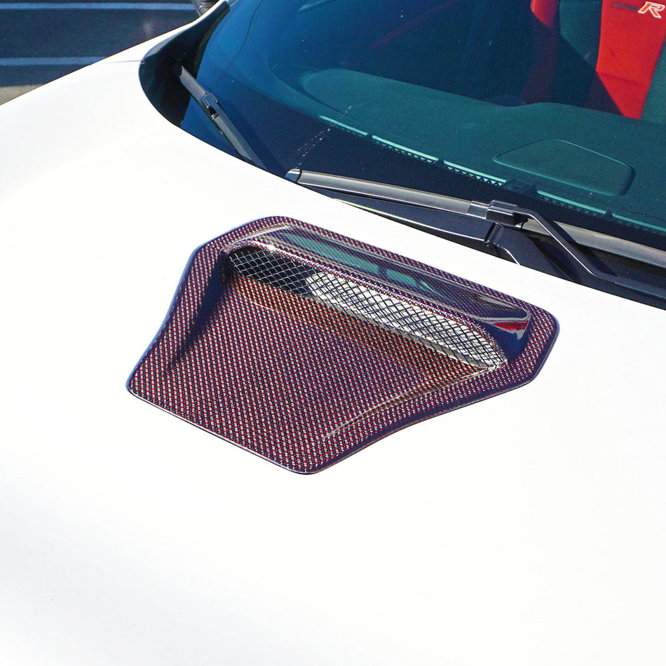 Raised Style (Red Carbon Fiber) Hood Scoop For 2017-2021 Honda Civic Type R (FK8)