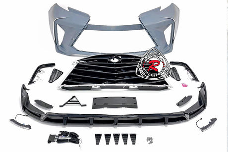 THUNDER DESIGN Front Bumper (Chrome Trim) w/ Rear Diffuser (Polypropylene) For 2021-2024 Toyota Sienna