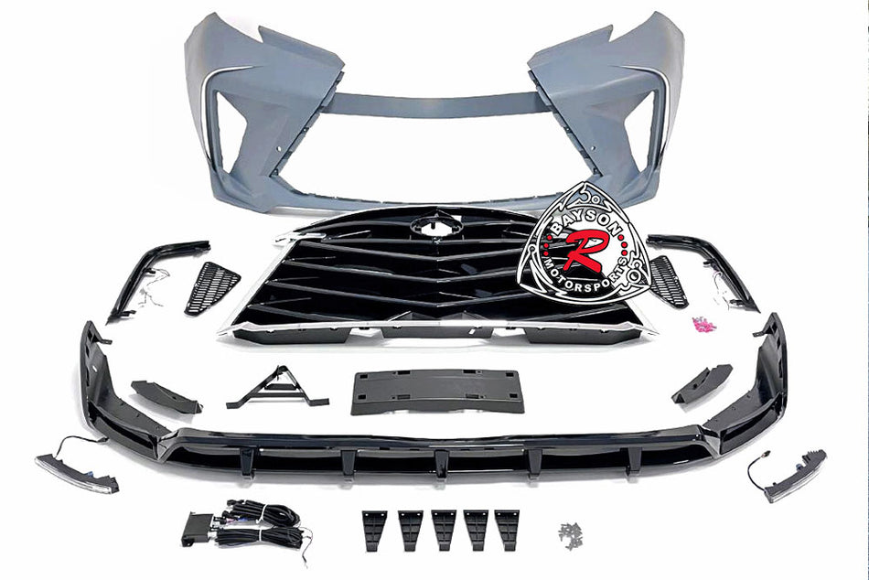 THUNDER DESIGN Front Bumper (Chrome Trim) w/ Rear Diffuser (Polypropylene) For 2021-2025 Toyota Sienna