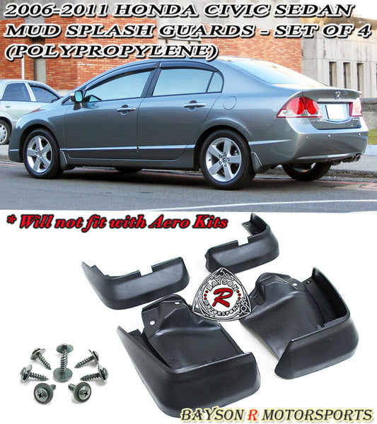 OE Style Mud Guards For 2006-2011 Honda Civic 4Dr - Bayson R Motorsports