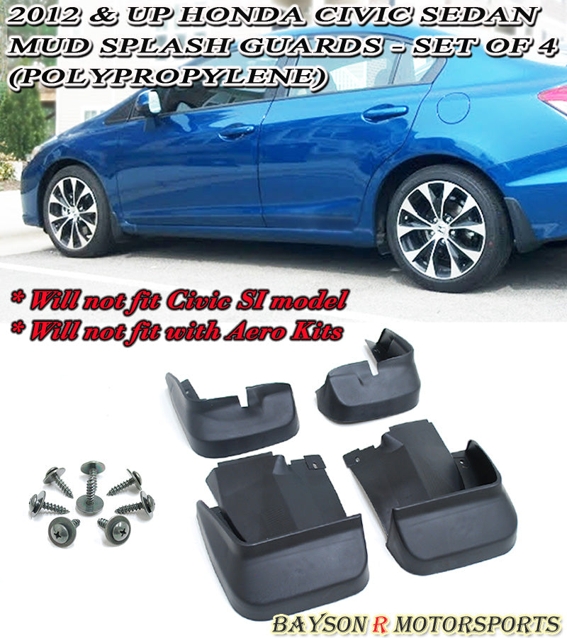 OE Style Mud Guards For 2012-2015 Honda Civic 4Dr - Bayson R Motorsports