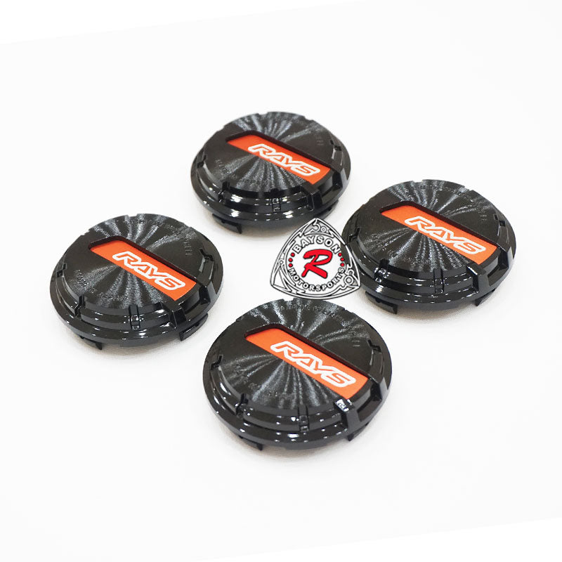 Rays Gram Lights GL Wheel Center Caps Black with Red (Set of 4) - Bayson R Motorsports