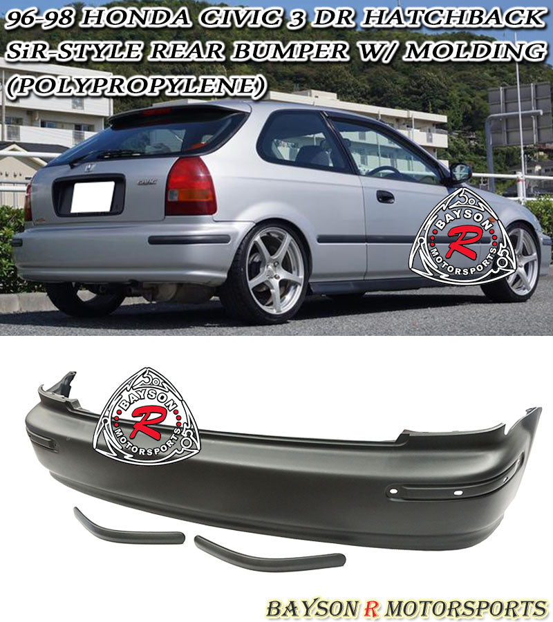 SiR Style Rear Bumper For 1996-1998 Honda Civic 3Dr - Bayson R Motorsports