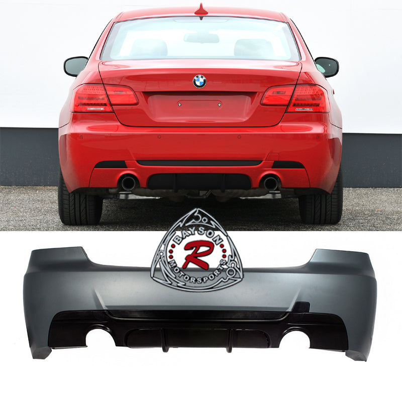 MP Style Rear Bumper For 2007-2013 BMW 3 Series E92 / E93 [Dual Exhaust, Single Tip] - Bayson R Motorsports