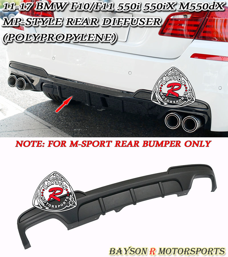 MP-Style Rear Diffuser For 2011-2016 BMW 5-Series F10 F11 (Quad Exhaust) - Bayson R Motorsports