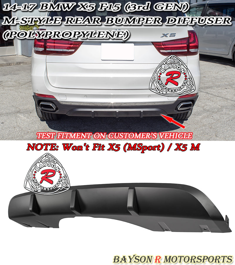 M Style Rear Diffuser For 2014-2018 BMW X5 F15 - Bayson R Motorsports