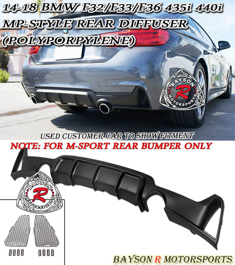 MP Style Rear Diffuser For 2014-2020 BMW 4-Series F32 F33 F36 (Dual Outlets Single Tip) - Bayson R Motorsports