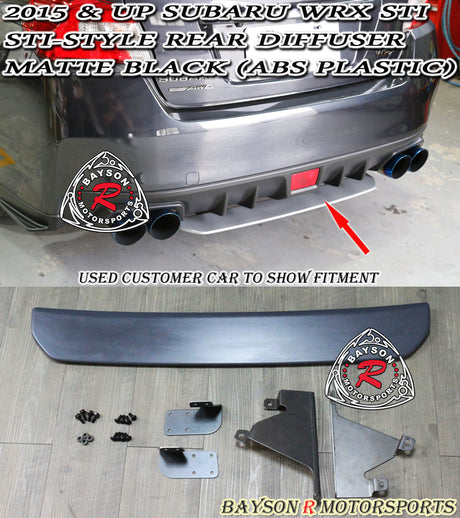 STi Style Rear Diffuser (Matte Black) For 2015-2021 Subaru WRX STi - Bayson R Motorsports