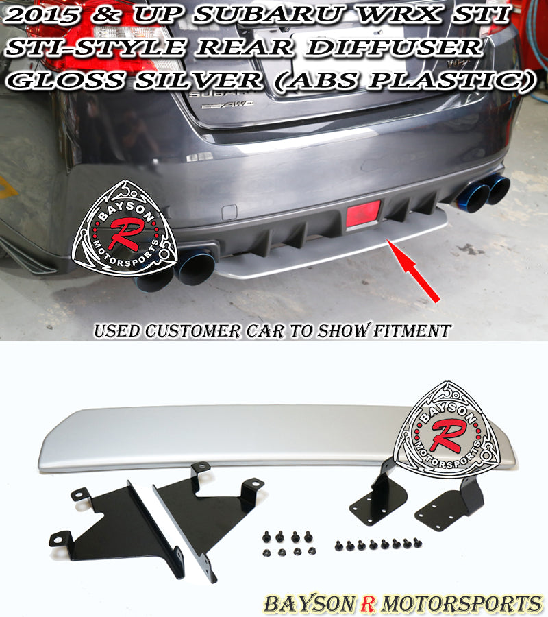 STi Style Rear Diffuser (Gloss Silver) For 2015-2021 Subaru WRX STi - Bayson R Motorsports