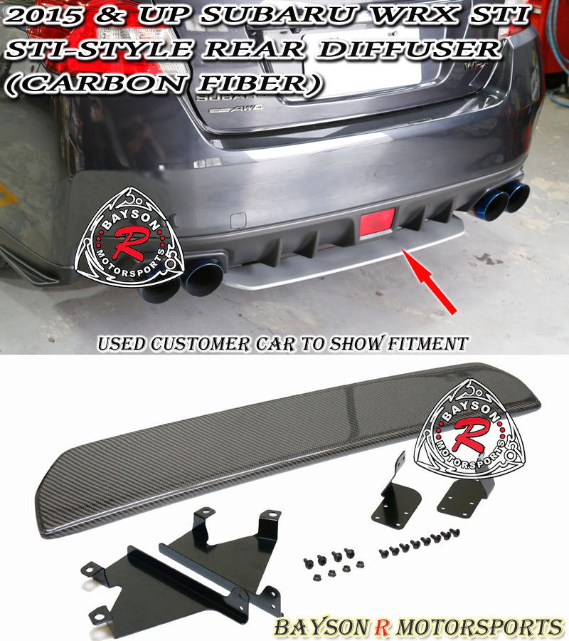 STi Style Rear Diffuser (Carbon Fiber) For 2015-2021 Subaru WRX STi - Bayson R Motorsports