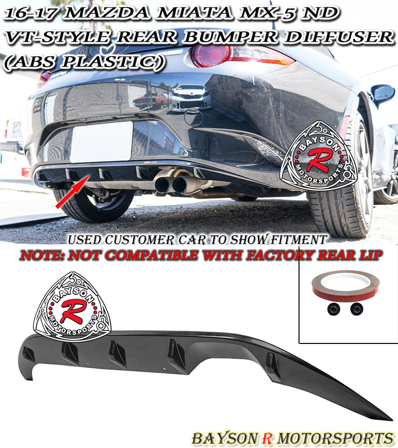 VT Style Rear Diffuser For 2016-2021 Mazda MX-5 Miata - Bayson R Motorsports