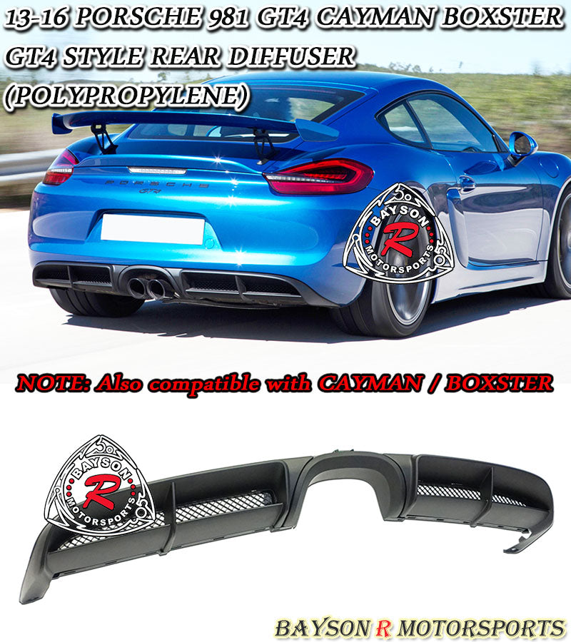 GT4 Style Rear Diffuser For 2013-2016 Porsche Cayman Boxster (981) - Bayson R Motorsports