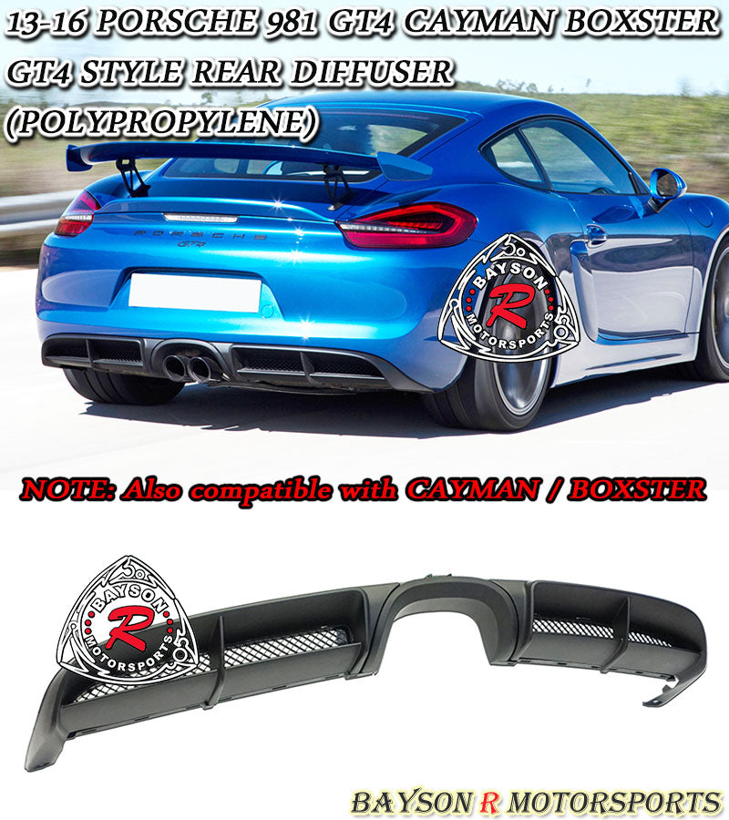 GT4 Style Rear Diffuser For 2013-2016 Porsche Cayman Boxster (981 ...