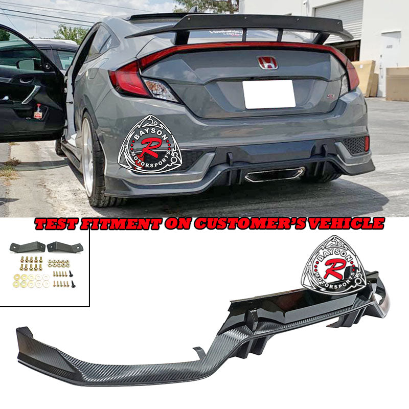 TR Style Rear Lip (Carbon Look) For 2016-2020 Honda Civic 2 Dr - Bayson R Motorsports