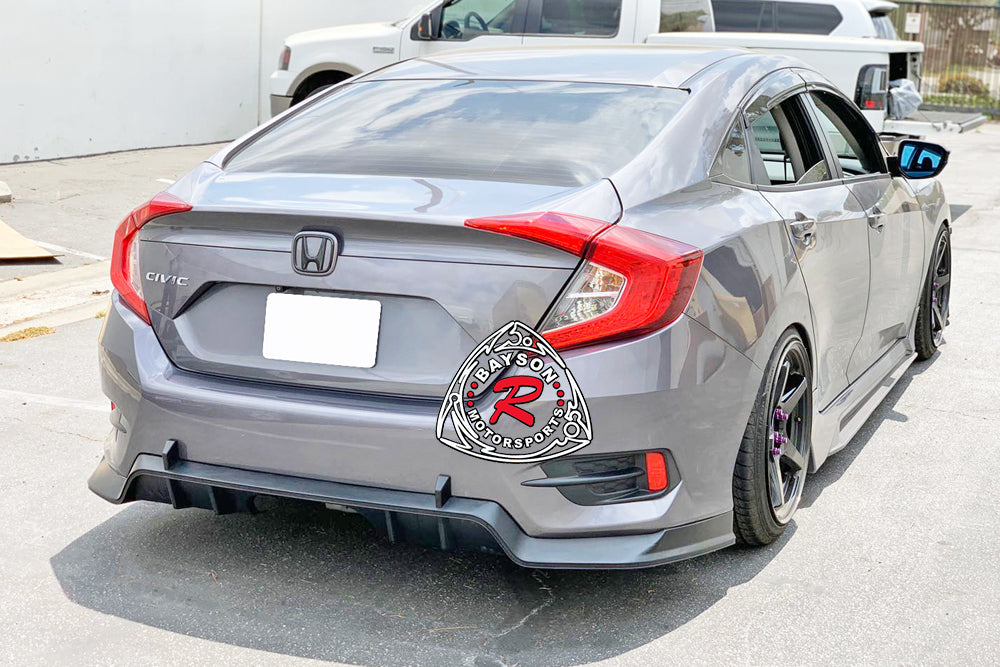TR Style Rear Lip For 2016-2020 Honda Civic 4 Dr LX, EX, SPORT ONLY (Won't fit SI) - Bayson R Motorsports