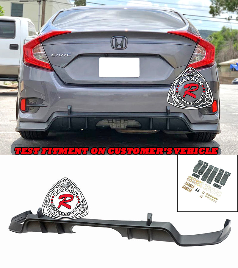 TR Style Rear Lip For 2016-2020 Honda Civic 4 Dr LX, EX, SPORT ONLY (Won't fit SI) - Bayson R Motorsports