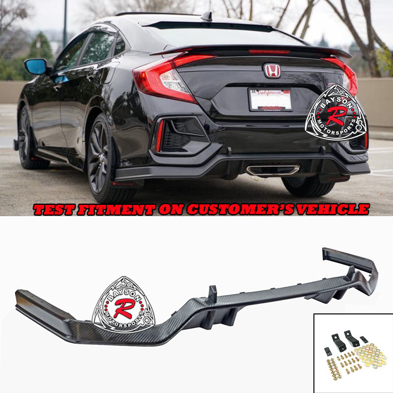 TR Style Rear Lip (Carbon Look) For 2017-2020 Honda Civic Si 4 Dr (Si ONLY) - Bayson R Motorsports