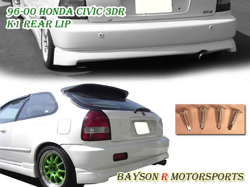K-1 Style Rear Lip For 1996-2000 Honda Civic 3Dr - Bayson R Motorsports