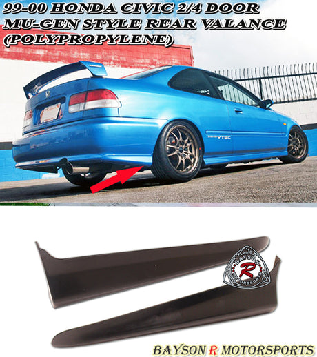 MU Style Rear Aprons For 1999-2000 Honda Civic 2Dr / 4Dr - Bayson R Motorsports