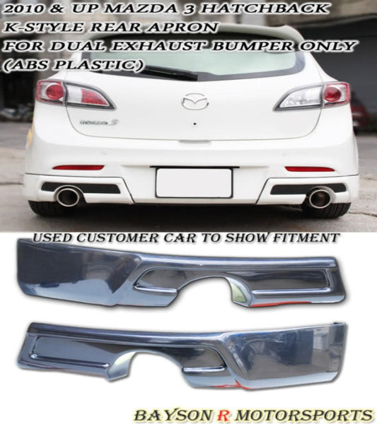 K Style Rear Aprons (Dual Exhaust) For 2010-2013 Mazda 3 5Dr - Bayson R Motorsports