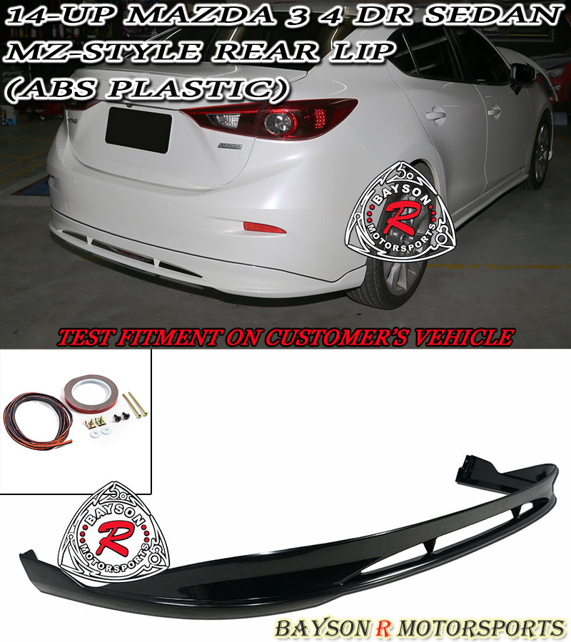 MZ Style Rear Lip For 2014-2018 Mazda 3 4Dr - Bayson R Motorsports