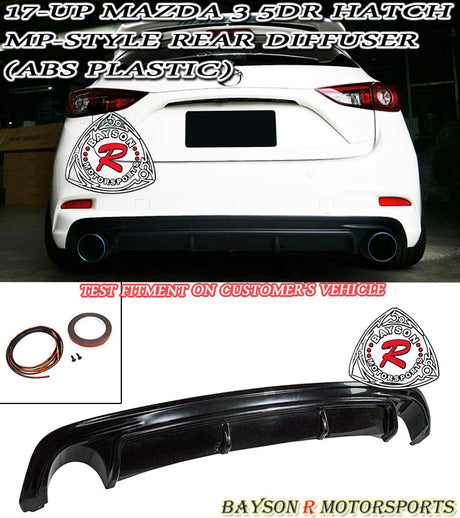 MP Style Rear Diffuser For 2017-2018 Mazda 3 5Dr - Bayson R Motorsports