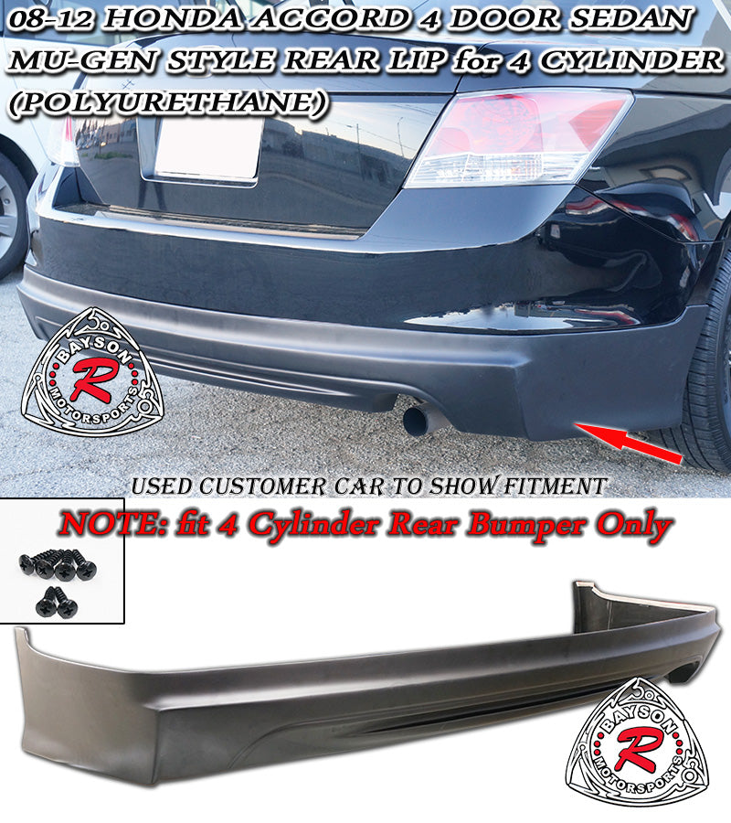 MU Style Rear Lip For 2008-2010 Honda Accord 4Dr (4-Cylinder) - Bayson R Motorsports