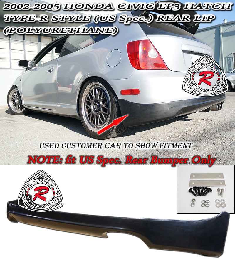 TR Style Rear Lip For 2002-2005 Honda Civic Si 3Dr - Bayson R Motorsports