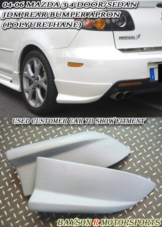JDM-Style Rear Aprons For 2004-2006 Mazda 3 4Dr - Bayson R Motorsports