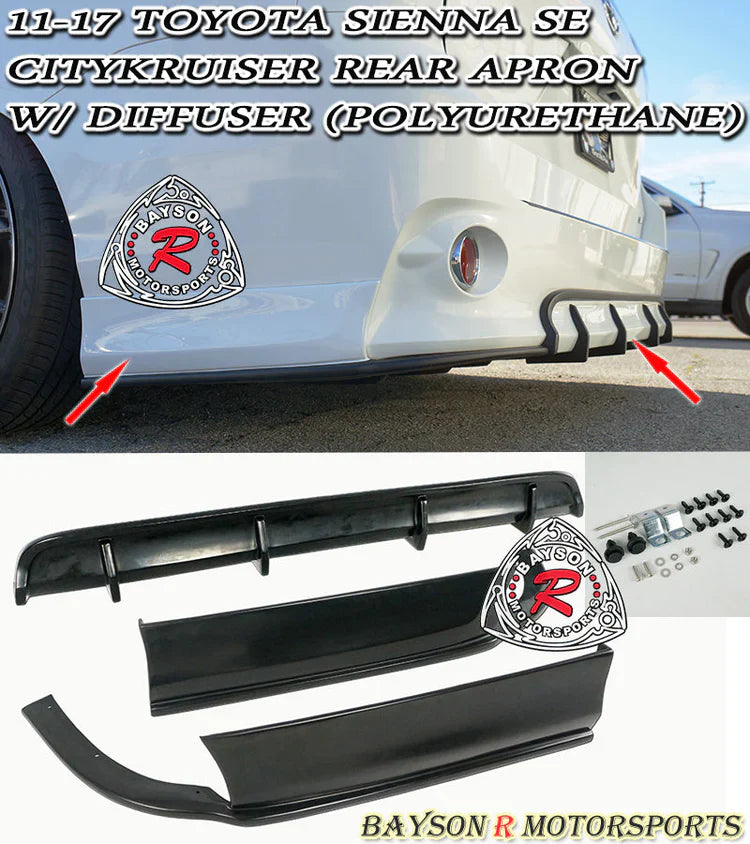 CK Style Rear Aprons with CK Style Rear Duffuser Bundle for 2011-2020 Toyota Seinna (SE Model)