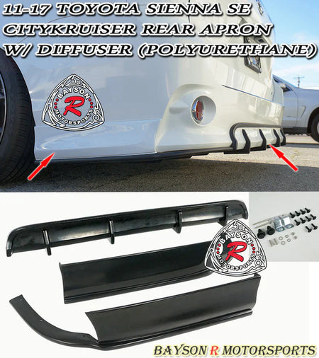 CK Style Rear Aprons with CK Style Rear Duffuser Bundle for 2011-2020 Toyota Seinna (SE Model)