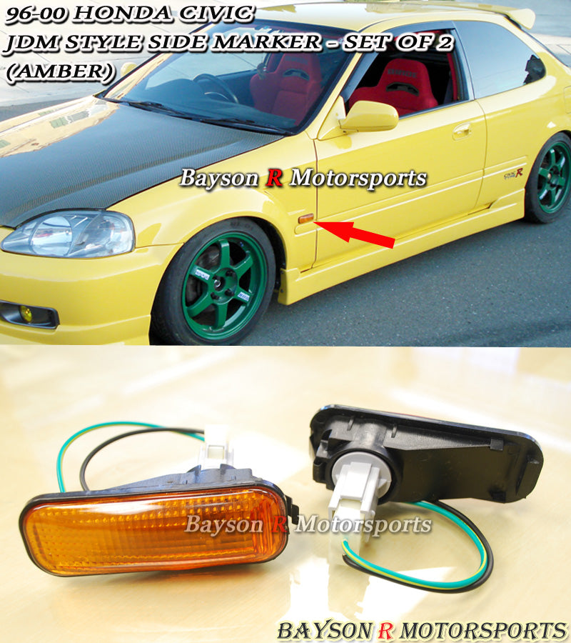 JDM Dome Style Side Markers (Amber) For 1996-2000 Honda Civic - Bayson R Motorsports