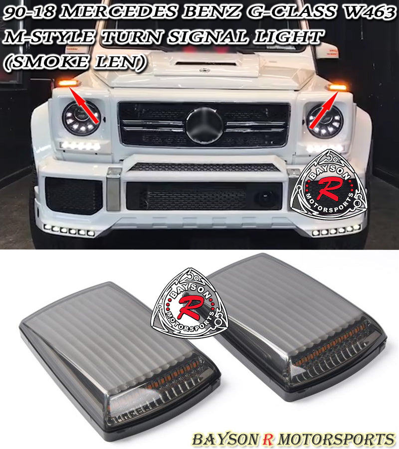 M Style LED Turn Signal Lamps (Smoked) For 1990-2018 Mercedes-Benz G-Class W463 - Bayson R Motorsports