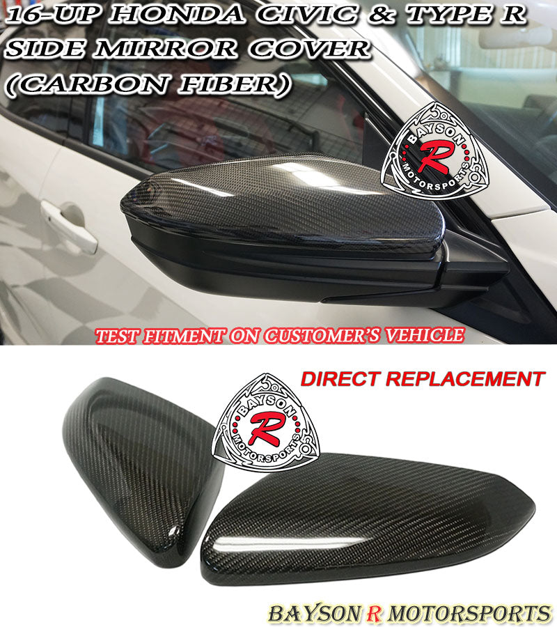 Side Mirror Cover (Carbon Fiber) 2016-2021 Honda Civic - Bayson R Motorsports