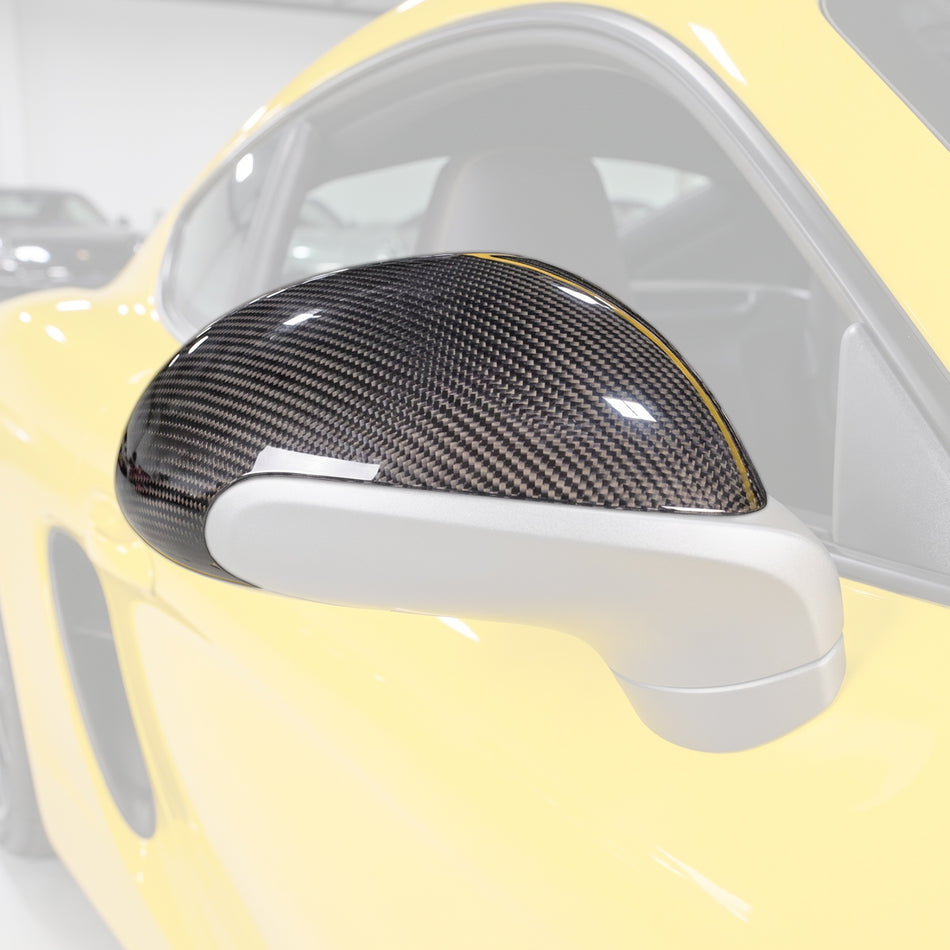 OE Style Side Mirror Cover (Dry Carbon Fiber) For 2013-2016 Porsche Boxster, Cayman (981) / 2012-2019 Porsche Carrera (991 991.2)