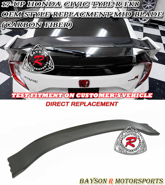OE Style Spoiler Mid Blade (Carbon Fiber) For 2017-2021 Honda Civic Type-R - Bayson R Motorsports