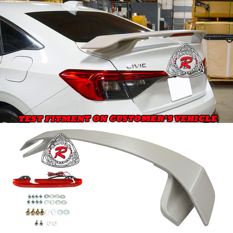 TH Style Spoiler w/ Brake Light For 2022-2023 Honda Civic 4 Dr Sedan - Bayson R Motorsports