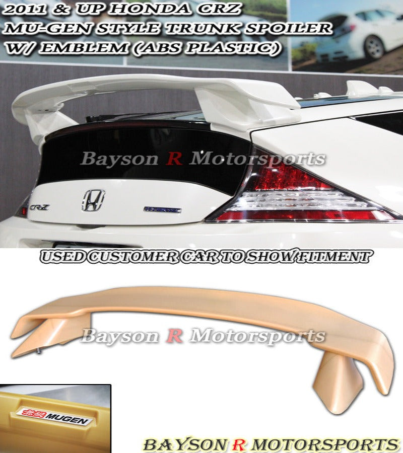 MU Style Trunk Spoiler Wing (ABS Plastic) w/ Emblem For 2011-2014 Honda CR-Z - Bayson R Motorsports
