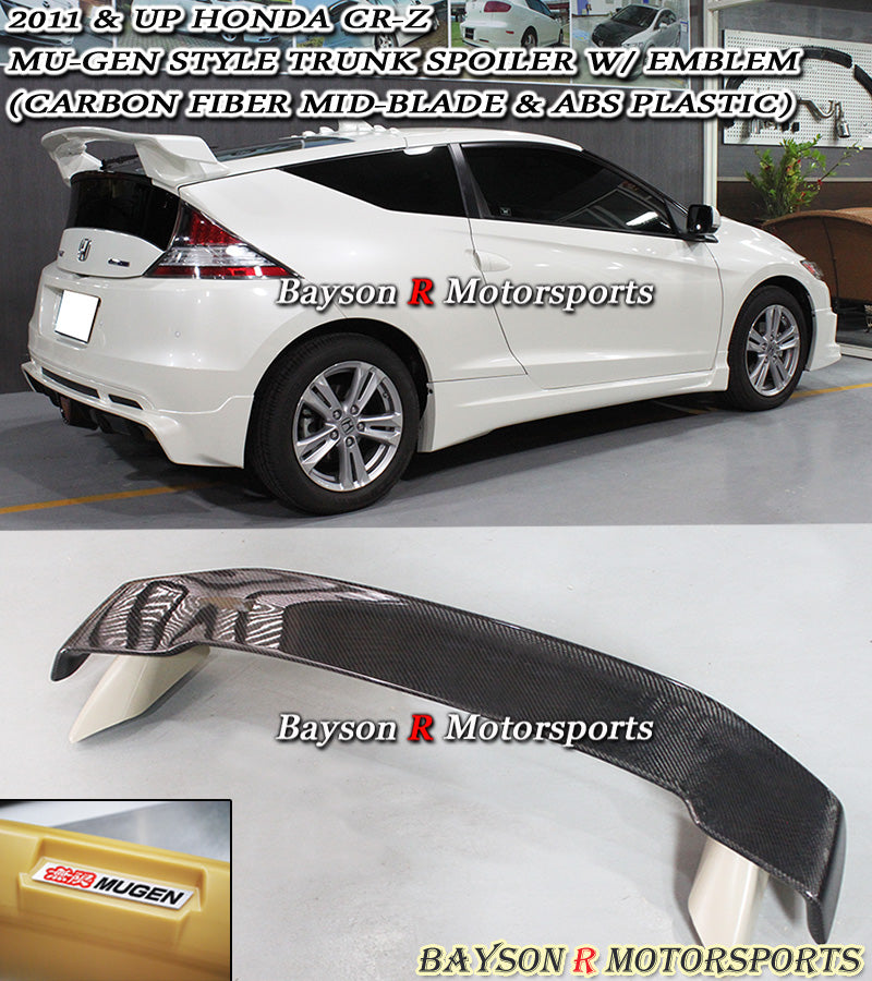 MU Style Trunk Spoiler Wing (Carbon Fiber) w/ Emblem For 2011-2014 Honda CR-Z - Bayson R Motorsports