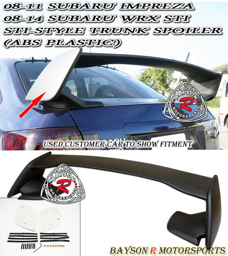 STi Style Spoiler For 2008-2014 Subaru WRX / STi 4Dr - Bayson R Motorsports