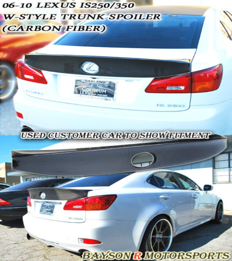 W Style Spoiler (Carbon Fiber) For 2006-2013 Lexus IS - Bayson R Motorsports