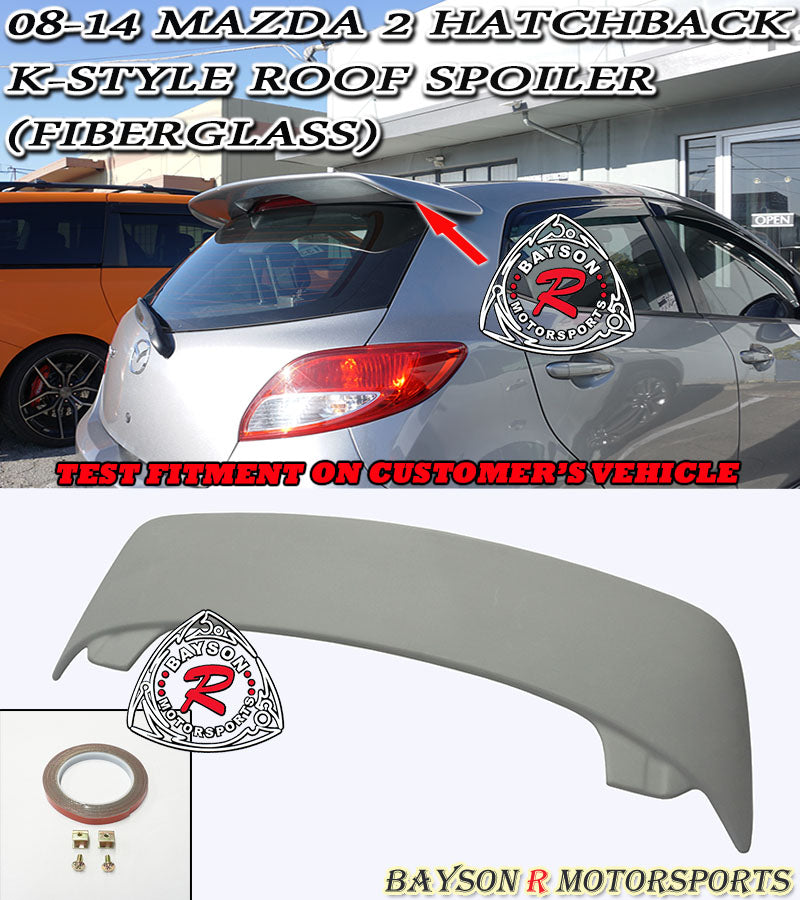 K Style Spoiler (Fiberglass) For 2008-2014 Mazda 2 - Bayson R Motorsports