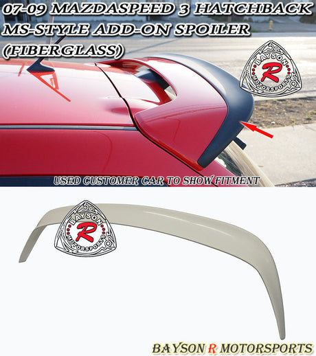 MS Style Add-On Spoiler (Fiberglass) For 2007-2009 Mazdaspeed 3 - Bayson R Motorsports