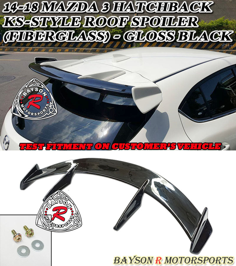 KS Style Spoiler (Gloss Black) For 2014-2018 Mazda 3 5Dr - Bayson R Motorsports