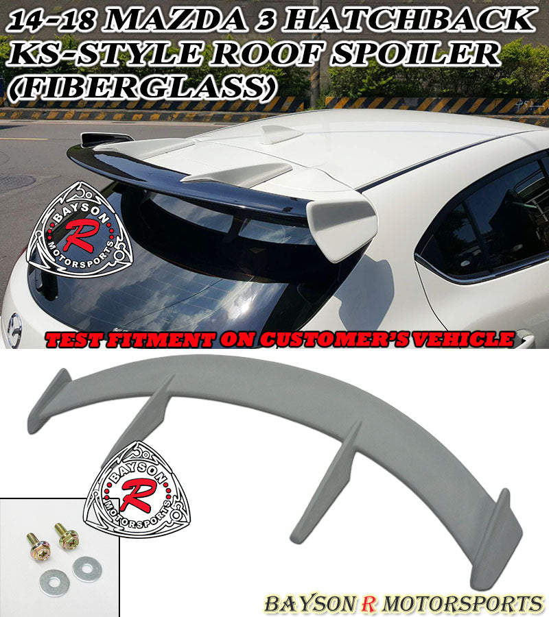 KS Style Spoiler (Primer Grey) For 2014-2018 Mazda 3 5Dr - Bayson R Motorsports