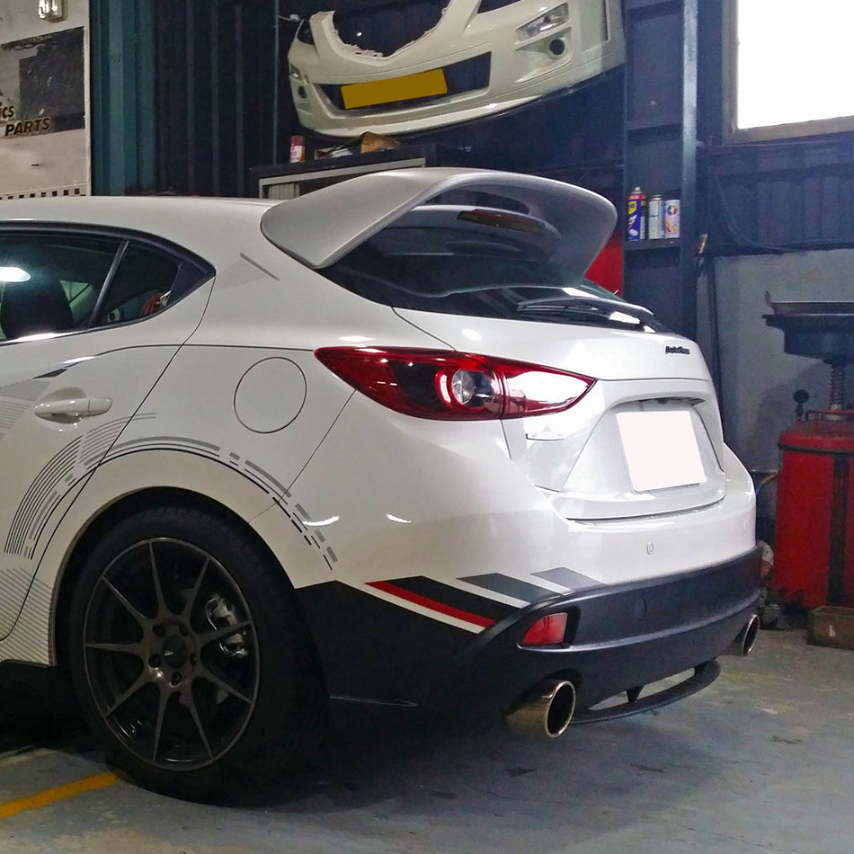 MS Style Spoiler w/ Red Lens LED 3rd Brake Light For 2014-2018 Mazda-3 (5Dr Hatchback)