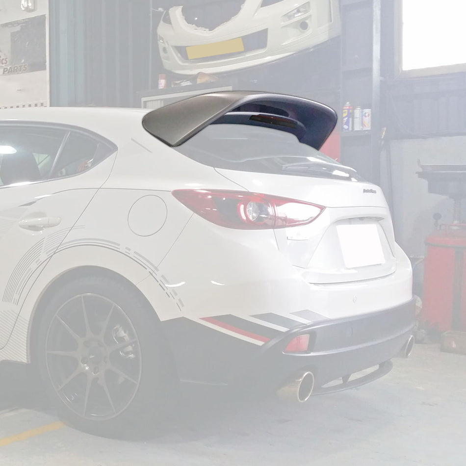 MS Style Spoiler w/ Red Lens LED 3rd Brake Light For 2014-2018 Mazda-3 (5Dr Hatchback)